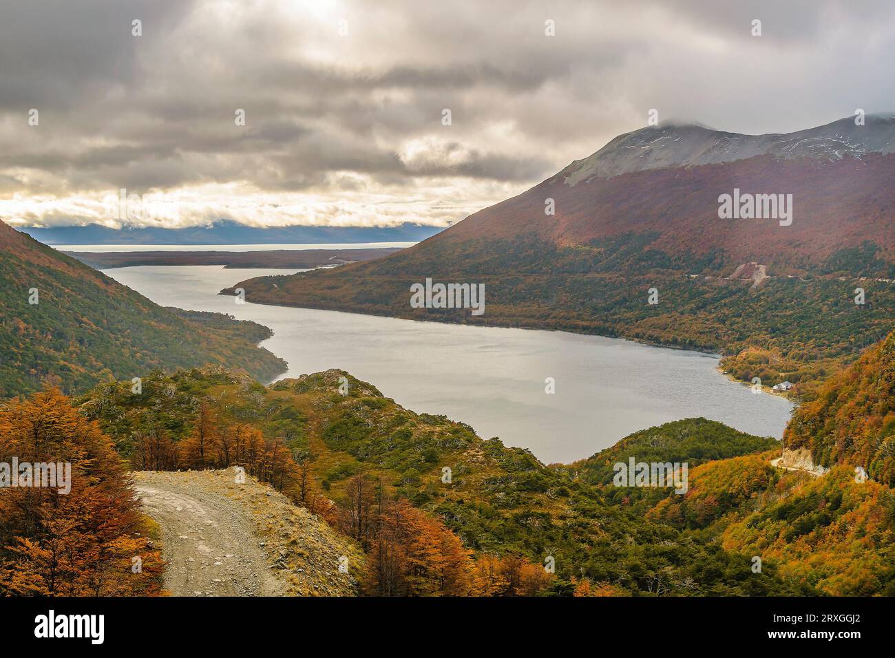 Lago escondido aerial shot landscape from mirador garibaldi viewpoint