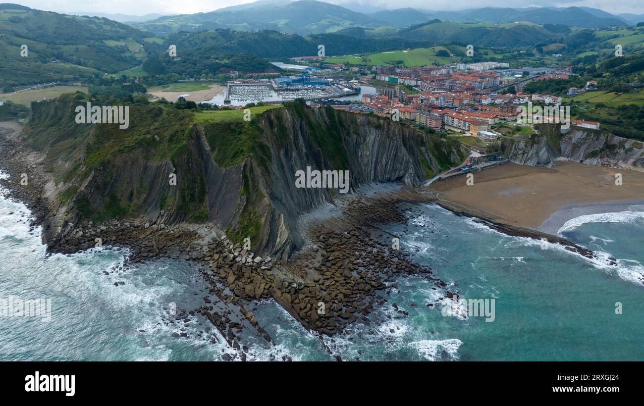 Aerial View Of The Municipality Of Zumaya In The Basque Country Spain 