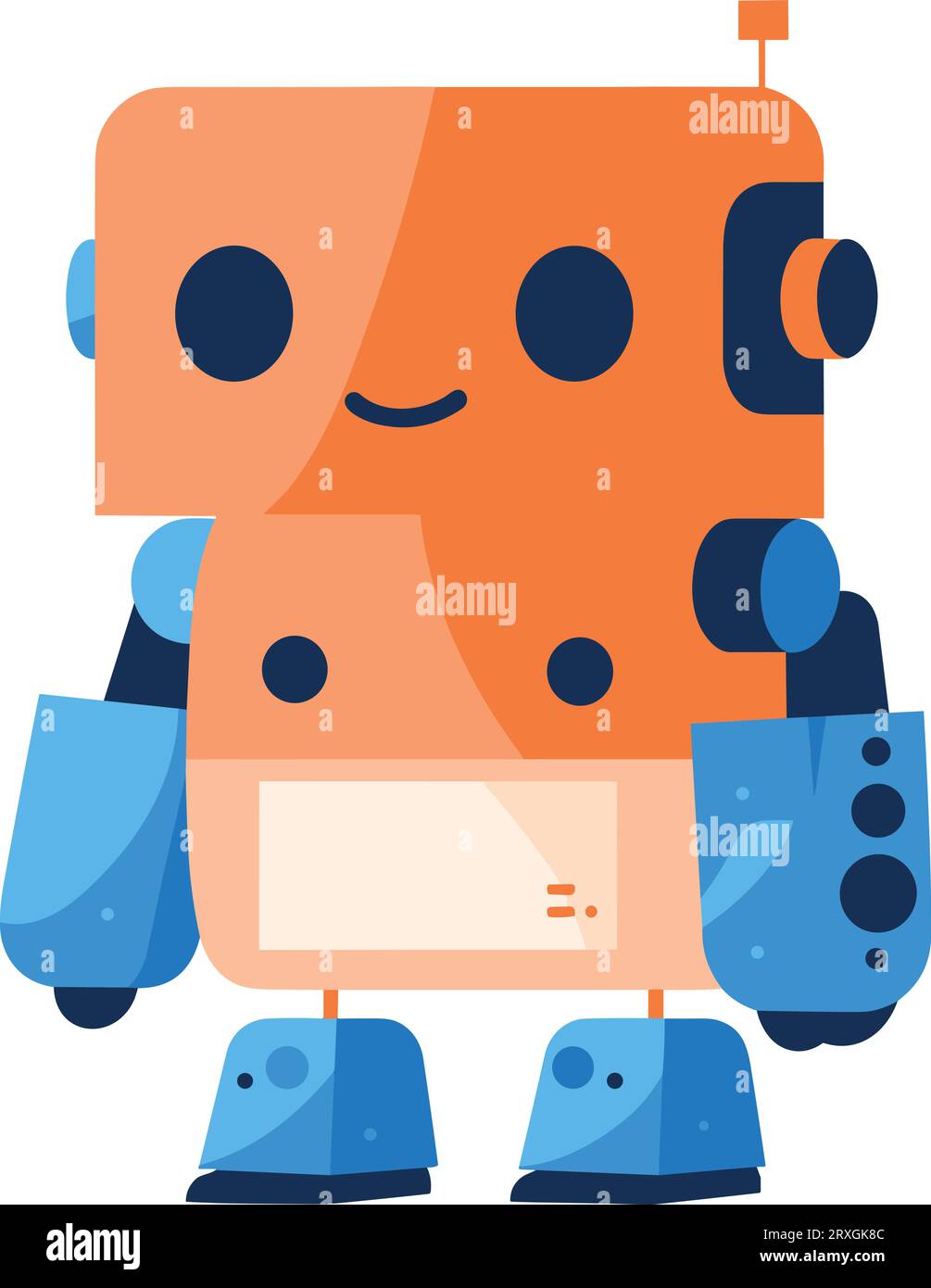 Hand Drawn Robots and electronic devices in flat style isolated on