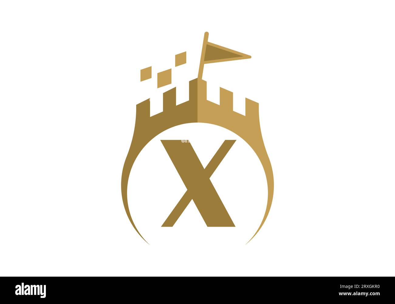 Letter X Castle Modern Logo Design Vector illustration template