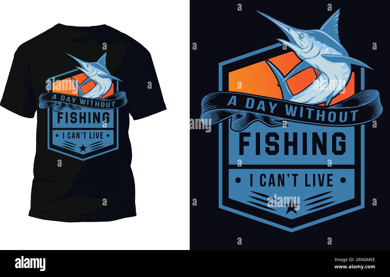 Vector fishing t shirt design hi-res stock photography and images