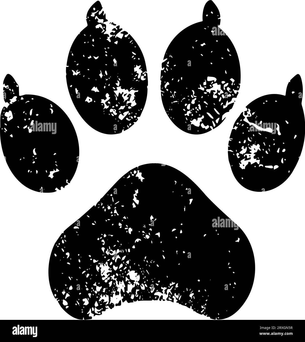 Grunge Dog paw print icon symbol. Vector illustration Stock Vector ...