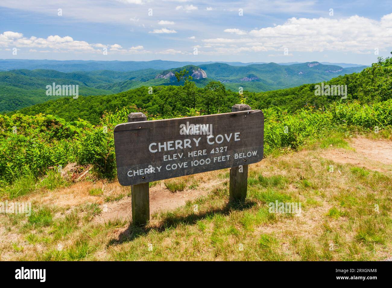 View from The Blue Ridge Parkway scenic highway. The Blue Ridge Parkway is the only road to be designated a National Park. It covers 469 miles. Stock Photo