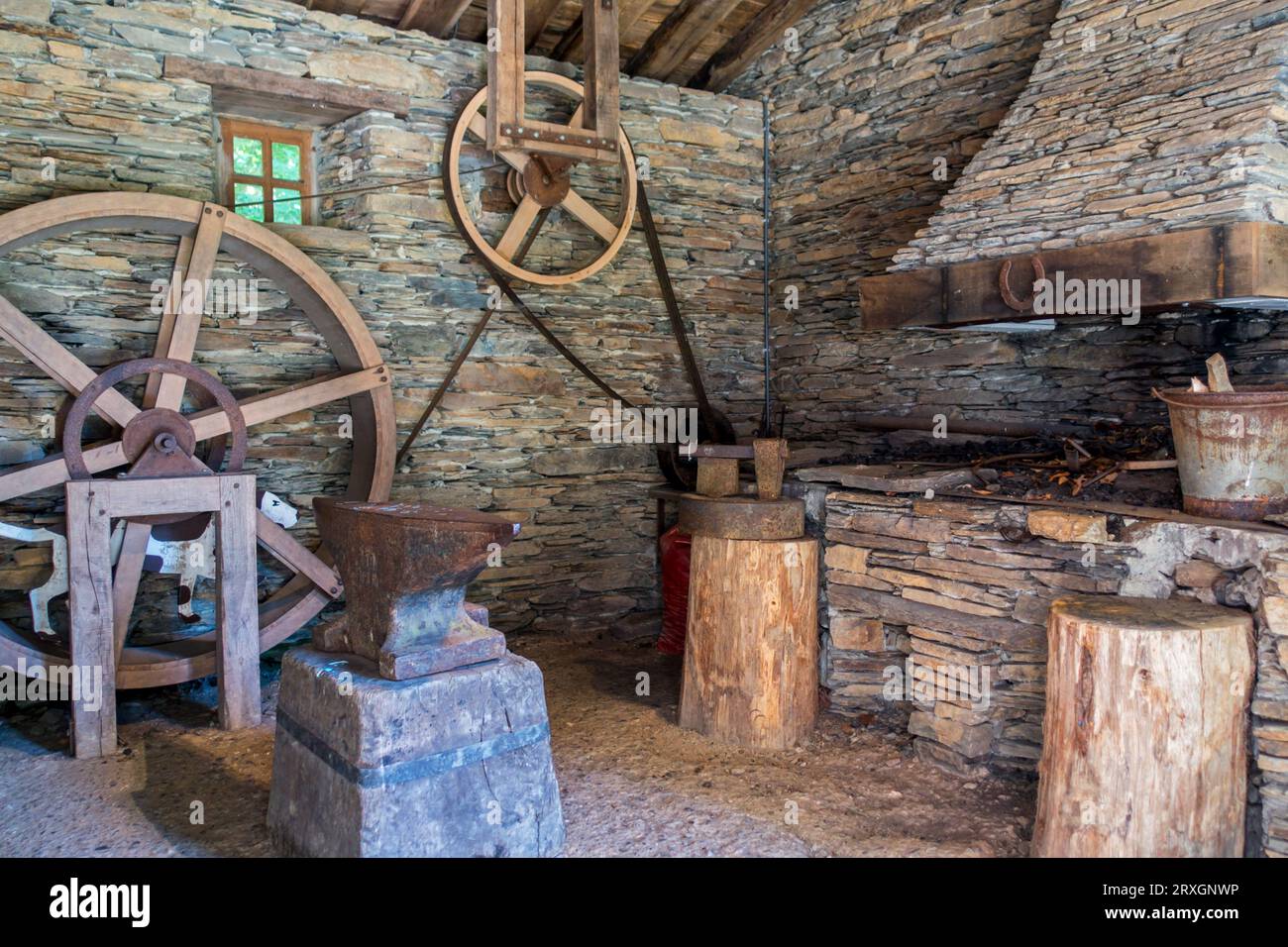 Nailsmith's hammer mill / forge at open-air museum of Walloon rural life at  Saint-Hubert, province of Luxembourg, Belgian Ardennes, Wallonia, Belgium  Stock Photo - Alamy