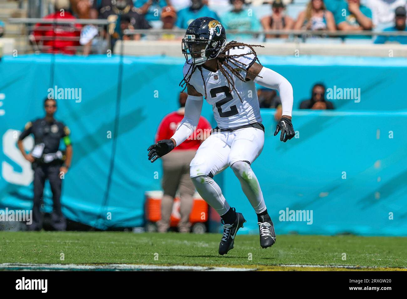 Jacksonville Jaguars safety Rayshawn Jenkins (2) holds the ball during a NFL  football game against the Indianapolis Colts, Sunday, September 18, 2022 in  Jacksonville, Fla. (AP Photo/Alex Menendez Stock Photo - Alamy