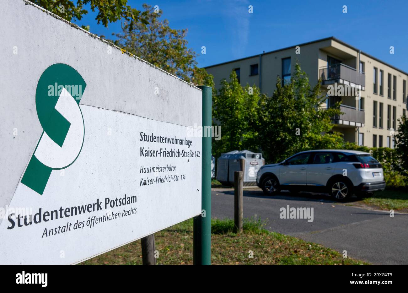 Potsdam, Germany. 25th Sep, 2023. The logo of the Studentenwerk Potsdam