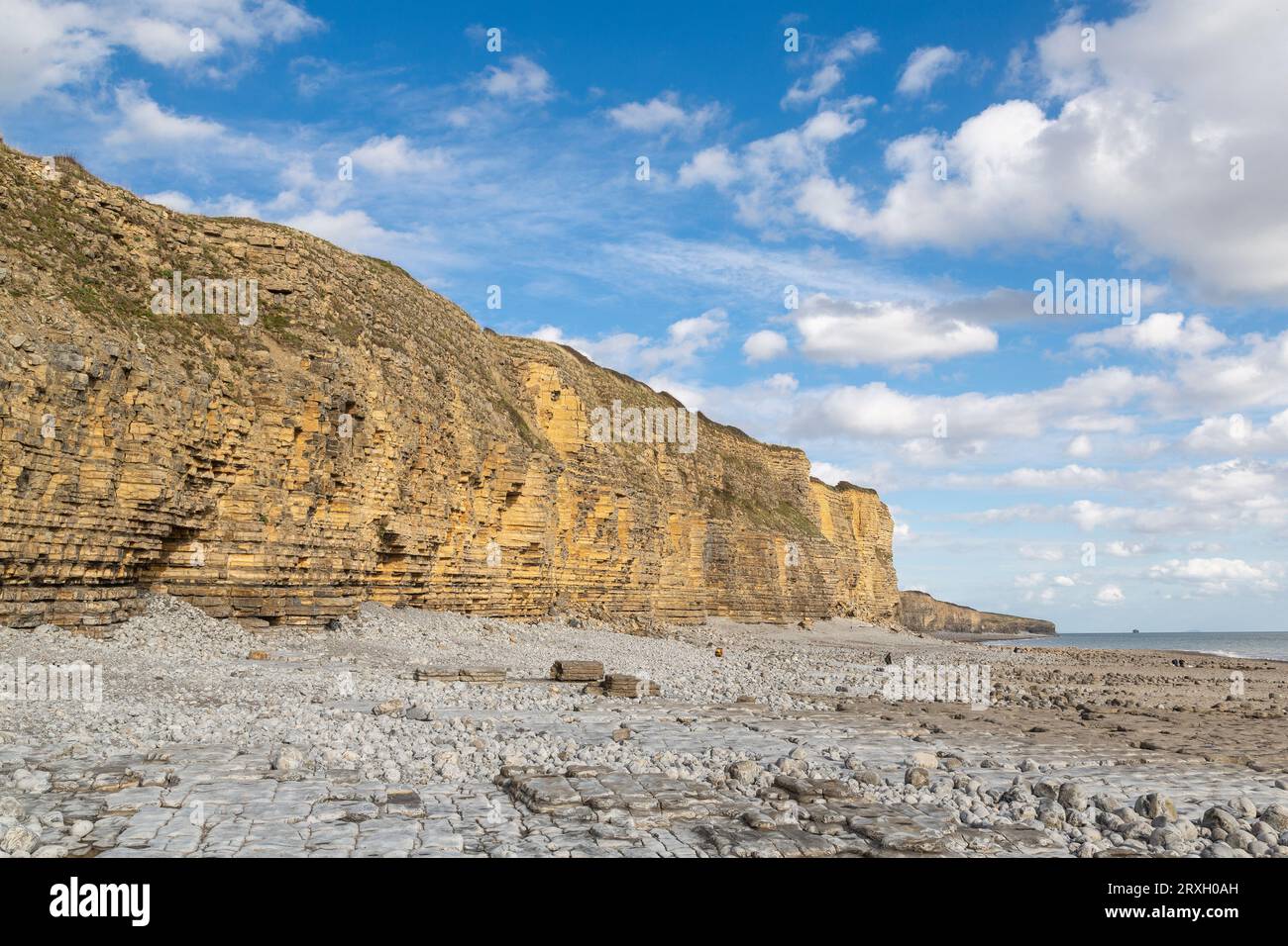 Cliffs and beach at Llantwit Major, Glamorgan, Wales. Stock Photo