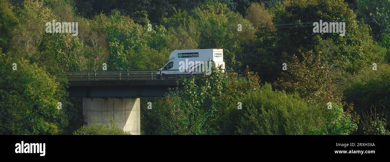 Enterprise rental van crossing the A75 bridge over the River Cree at