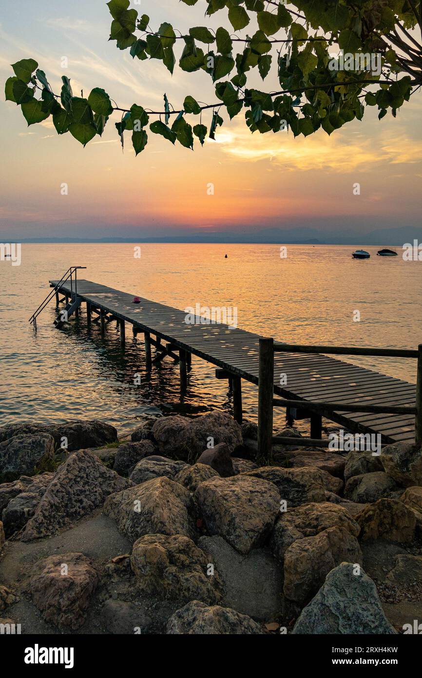 Lakeview At Sunset From Walkway At Cisano Bardolino Lake Garda Italy lakeview-at-sunset-from-walkway-at-cisano-bardolino-lake-garda-italy