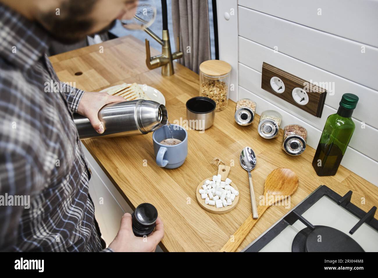Making Tasty Coffee in the Home Kitchen. Coffee Maker and Accessories  Needed To Prepare it Stock Image - Image of cooking, espresso: 159871397