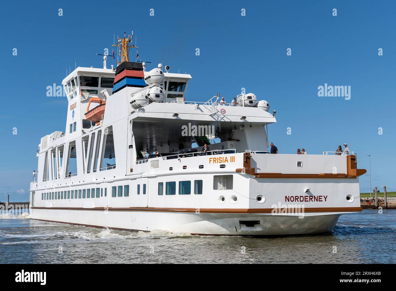 ferry ‘Frisia III’ in the port of Norddeich, Germany Stock Photo