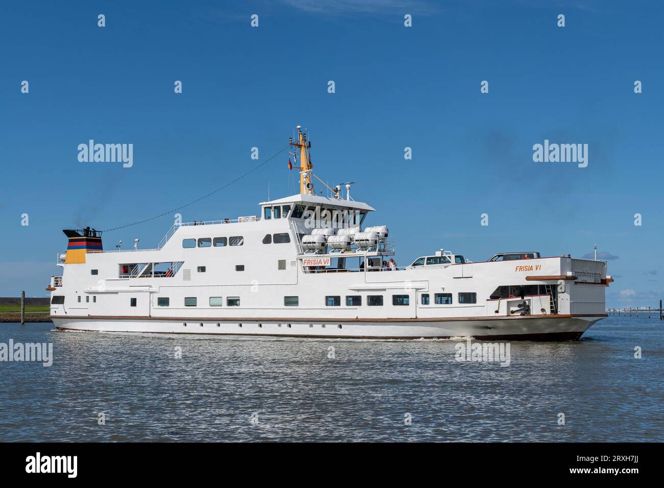 ferry ‘Frisia VI’ in the port of Norddeich, Germany Stock Photo