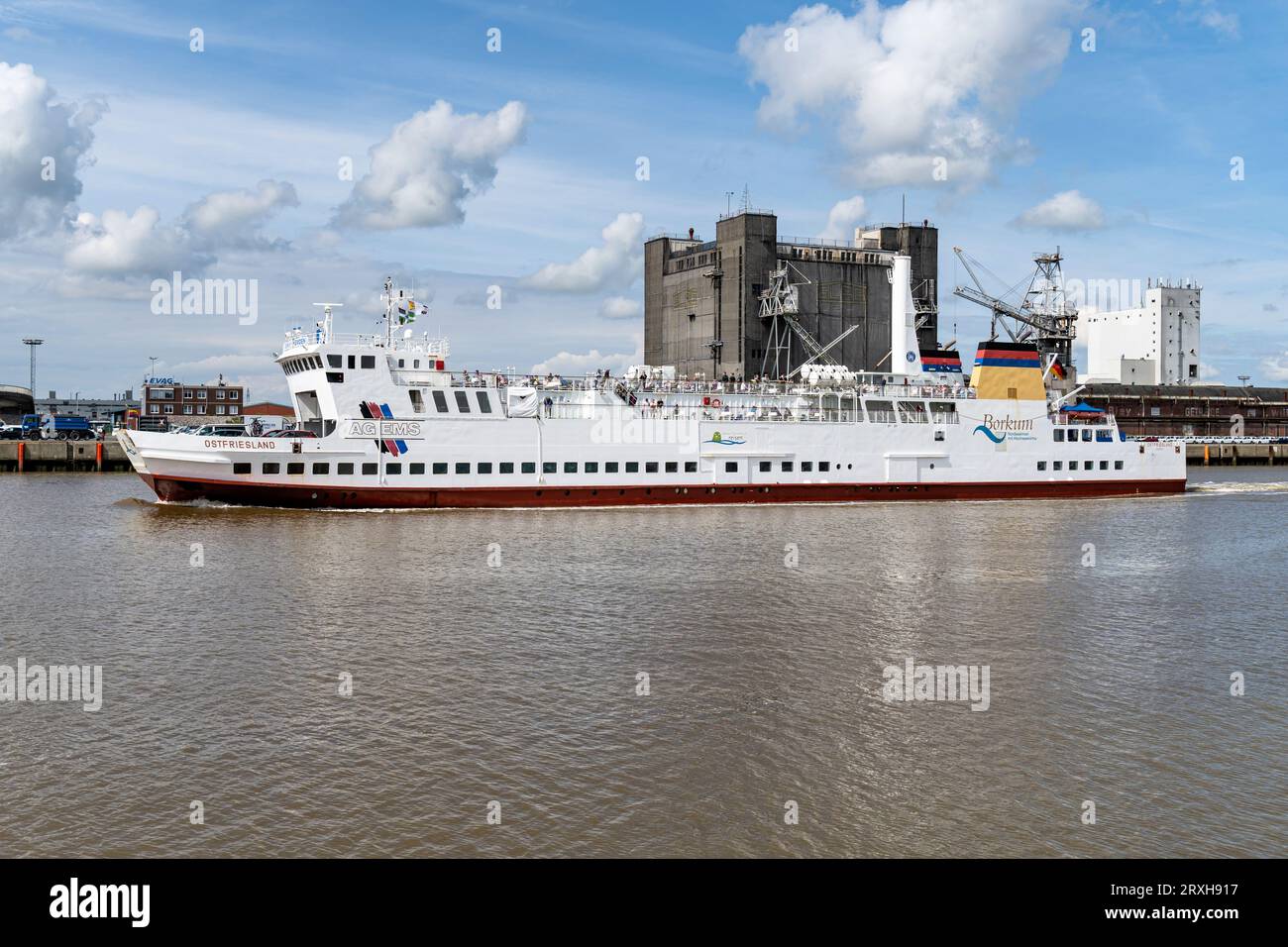 AG Ems Borkum ferry ‘Ostfriesland’ in the port of Emden, Germany Stock Photo