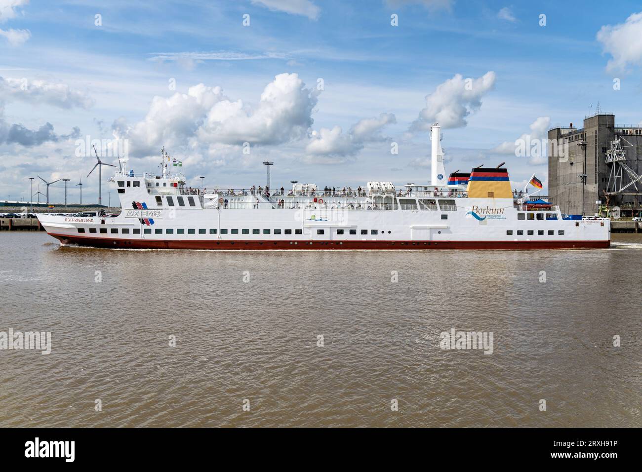 AG Ems Borkum ferry ‘Ostfriesland’ in the port of Emden, Germany Stock Photo