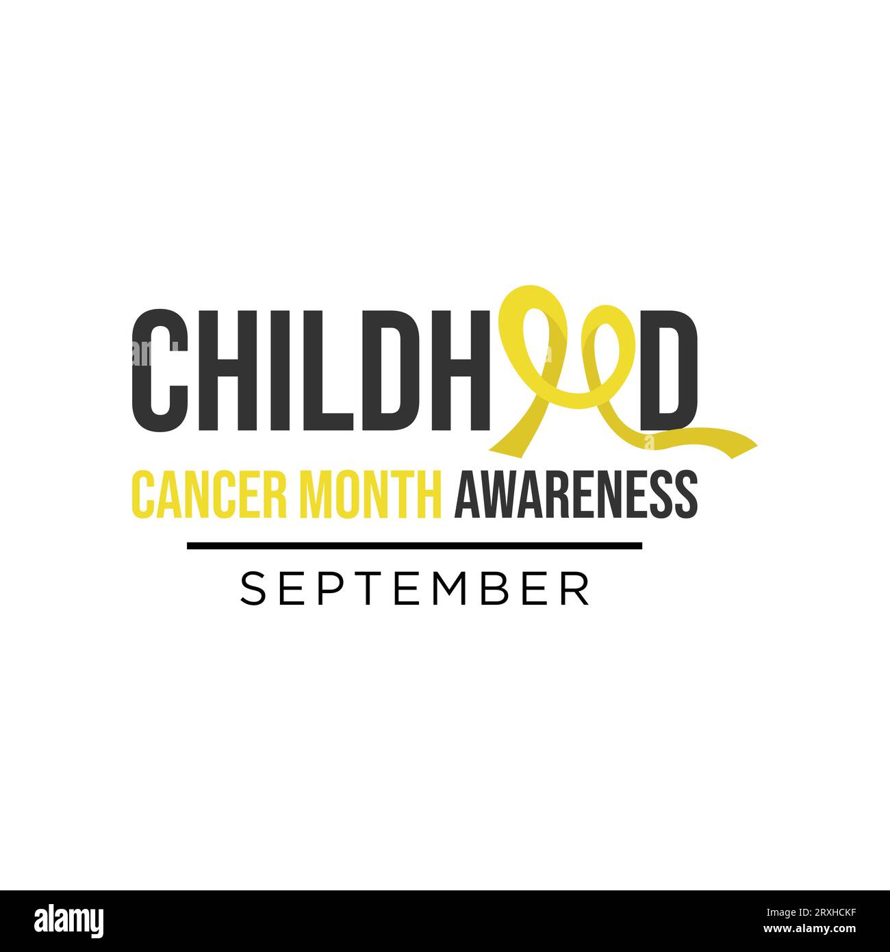 Vector flat childhood cancer day yellow ribbon. Gold or yellow ribbon to childhood cancer awareness month vector image Stock Vector