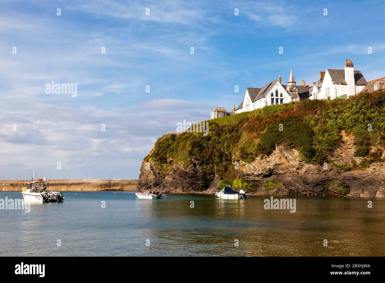 Boats in the Harbour at Port Isaac, Cornwall, England, U.K. Stock Photo