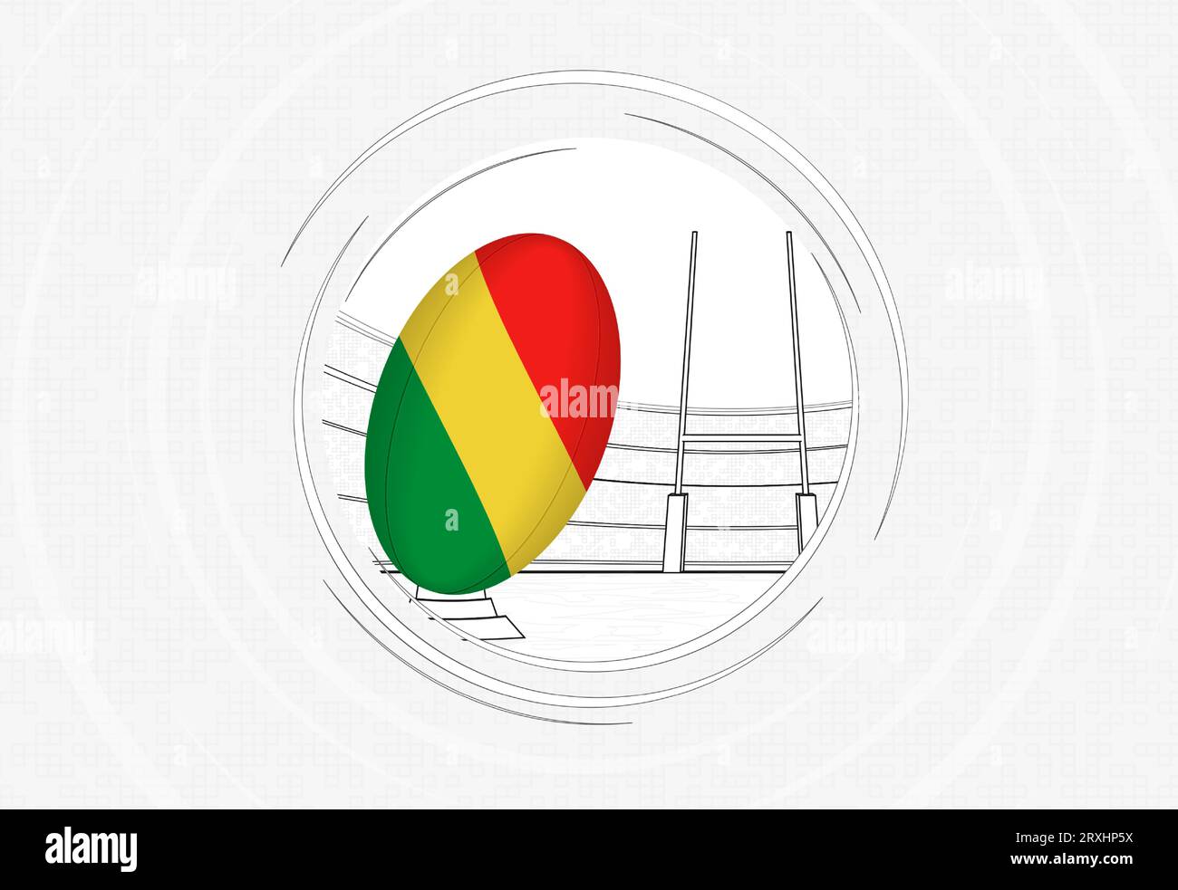Congo flag on rugby ball, lined circle rugby icon with ball in a ...