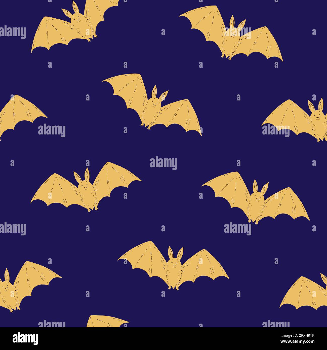 Halloween monochrome seamless pattern with simple cute bat silhouettes ...