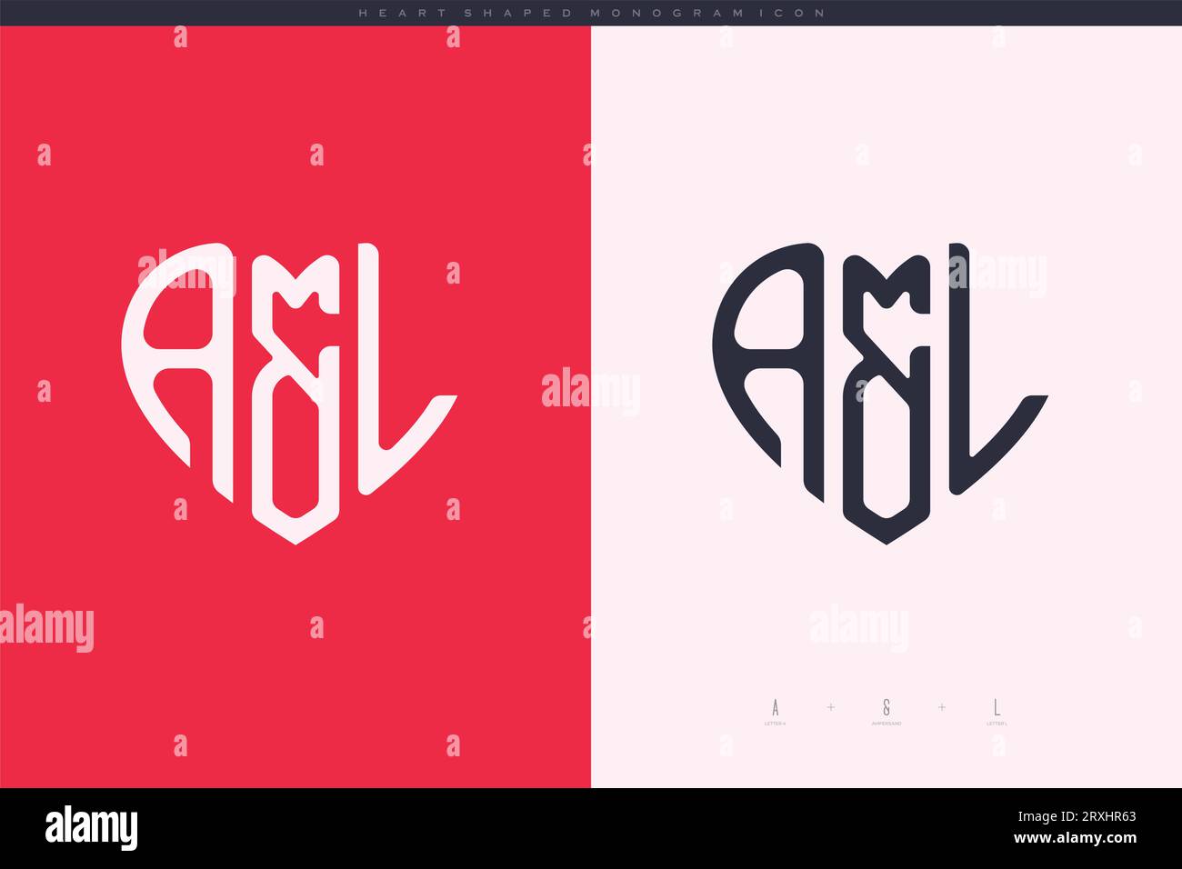 heart initial logo with love shape letters icon vector illustration template Stock Vector