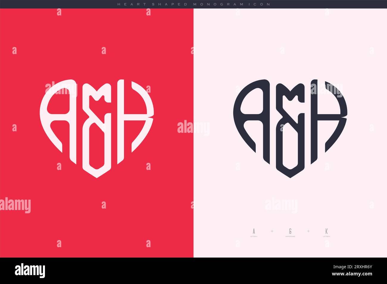 heart initial logo with love shape letters icon vector illustration template Stock Vector