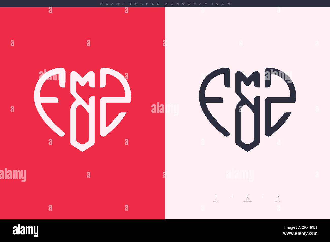heart initial logo with love shape letters icon vector illustration template Stock Vector