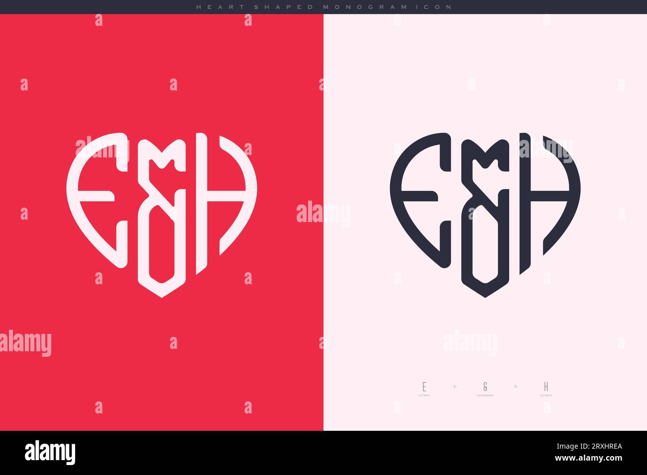 heart initial logo with love shape letters icon vector illustration template Stock Vector