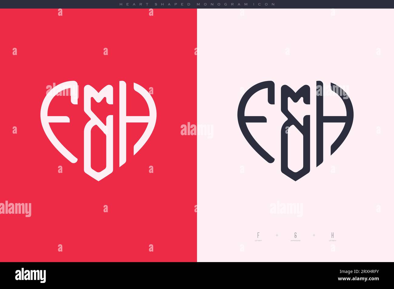 heart initial logo with love shape letters icon vector illustration template Stock Vector