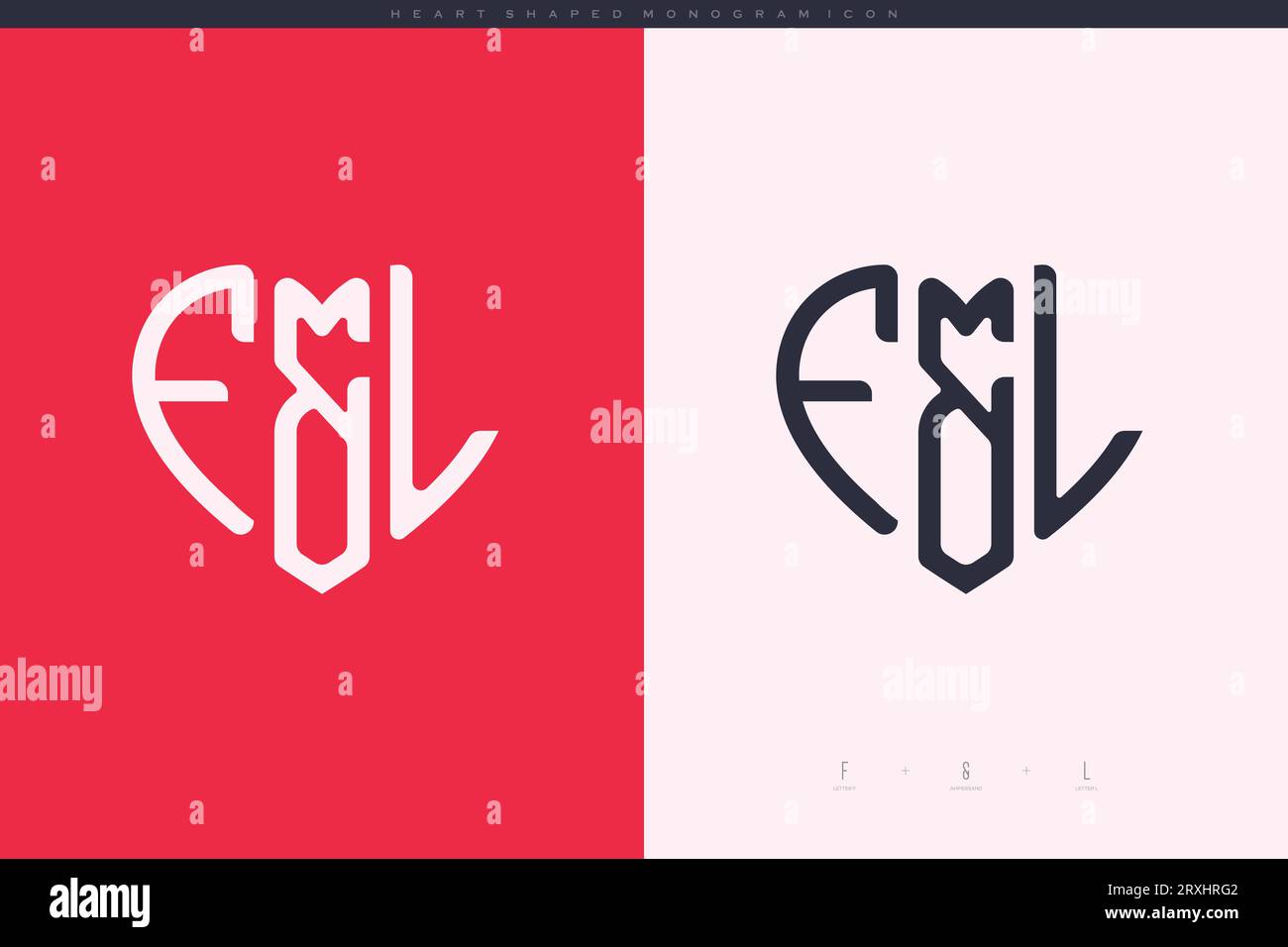 heart initial logo with love shape letters icon vector illustration template Stock Vector
