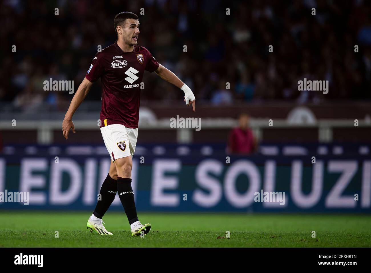 Alessandro Buongiorno of Torino FC gestures during the Serie A football  match between Torino FC and AS Roma Stock Photo - Alamy