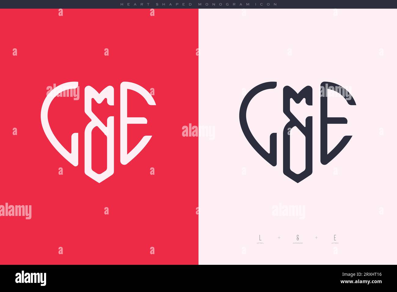 heart initial logo with love shape letters icon vector illustration template Stock Vector