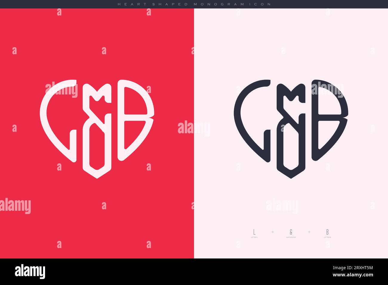 heart initial logo with love shape letters icon vector illustration template Stock Vector