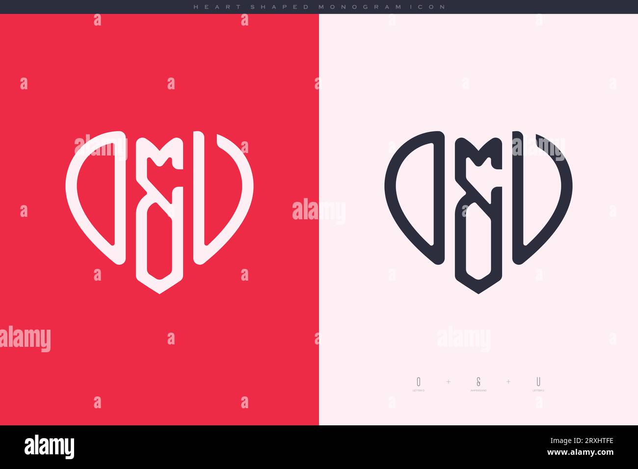 heart initial logo with love shape letters icon vector illustration template Stock Vector