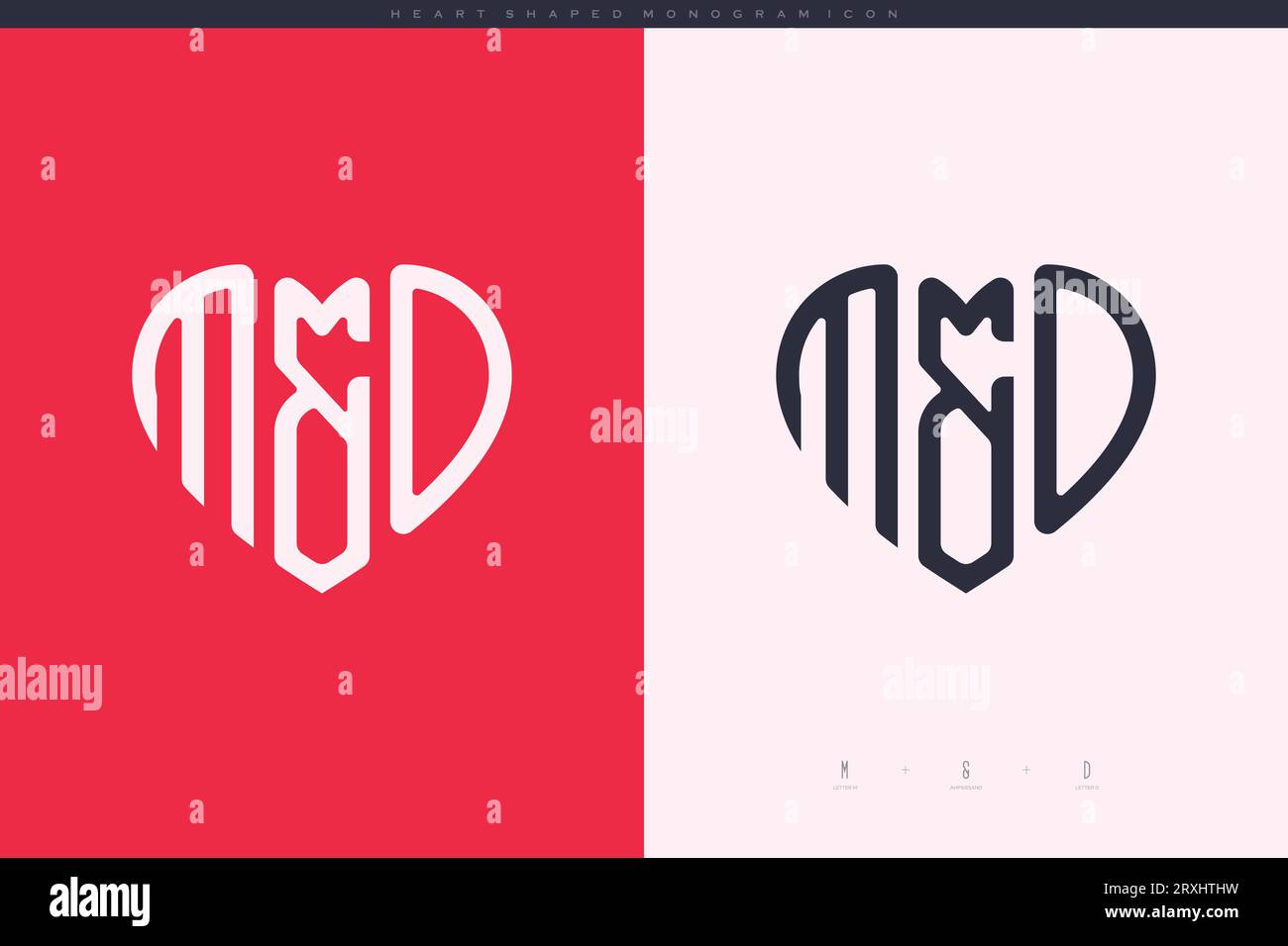 heart initial logo with love shape letters icon vector illustration template Stock Vector