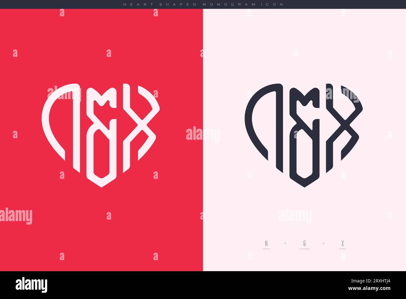 heart initial logo with love shape letters icon vector illustration template Stock Vector
