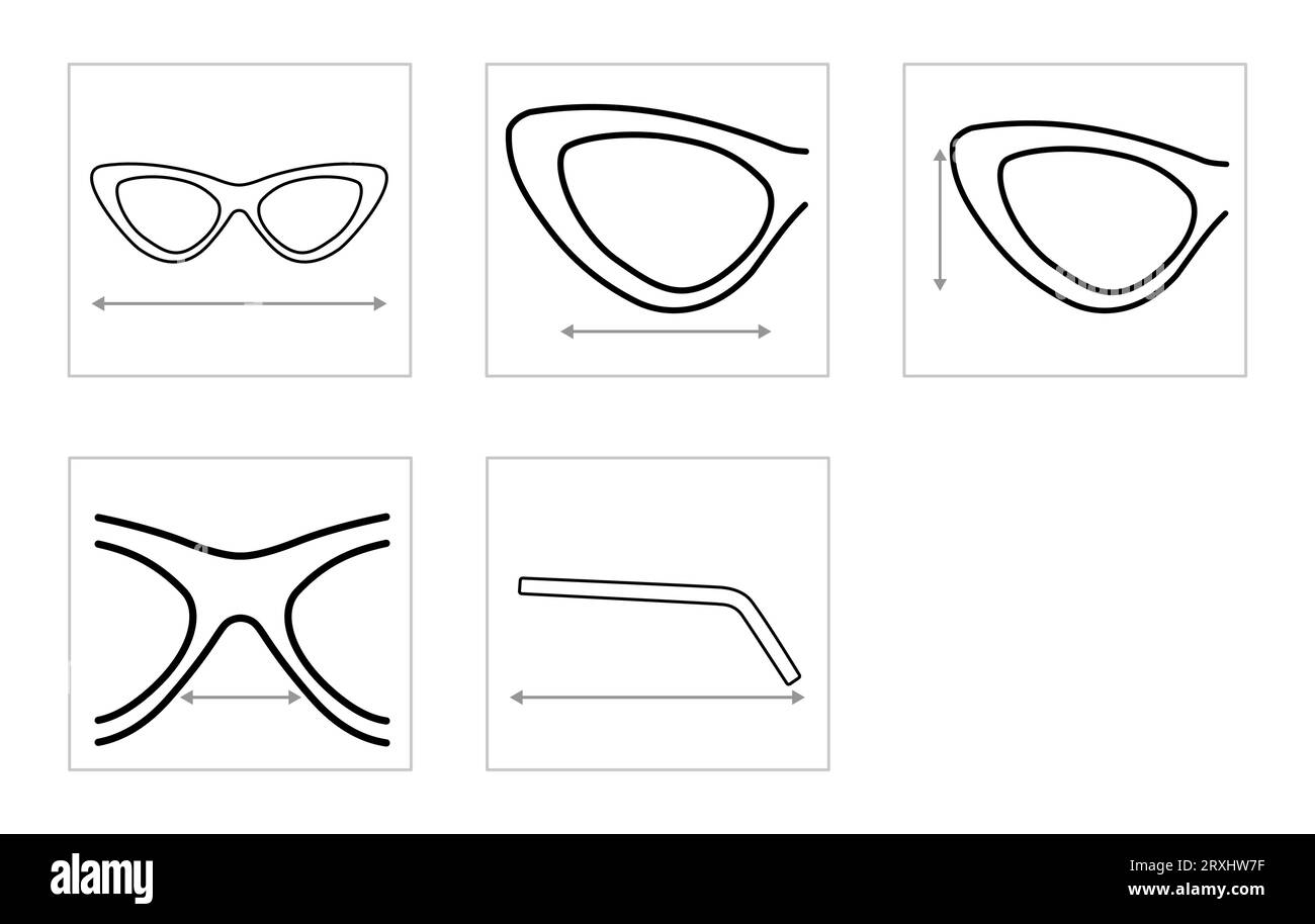 Set of Glasses Size Chart measurement Eye frame fashion medical