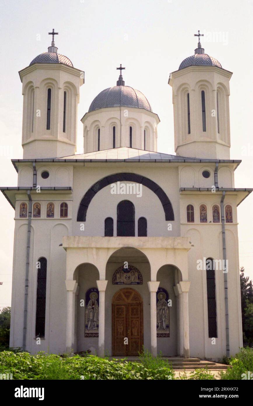 Grecii de Jos, Ialomita County, Romania, approx. 2000. Exterior view of the 'Dormition of the Mother of God' Christian Orthodox church. Stock Photo