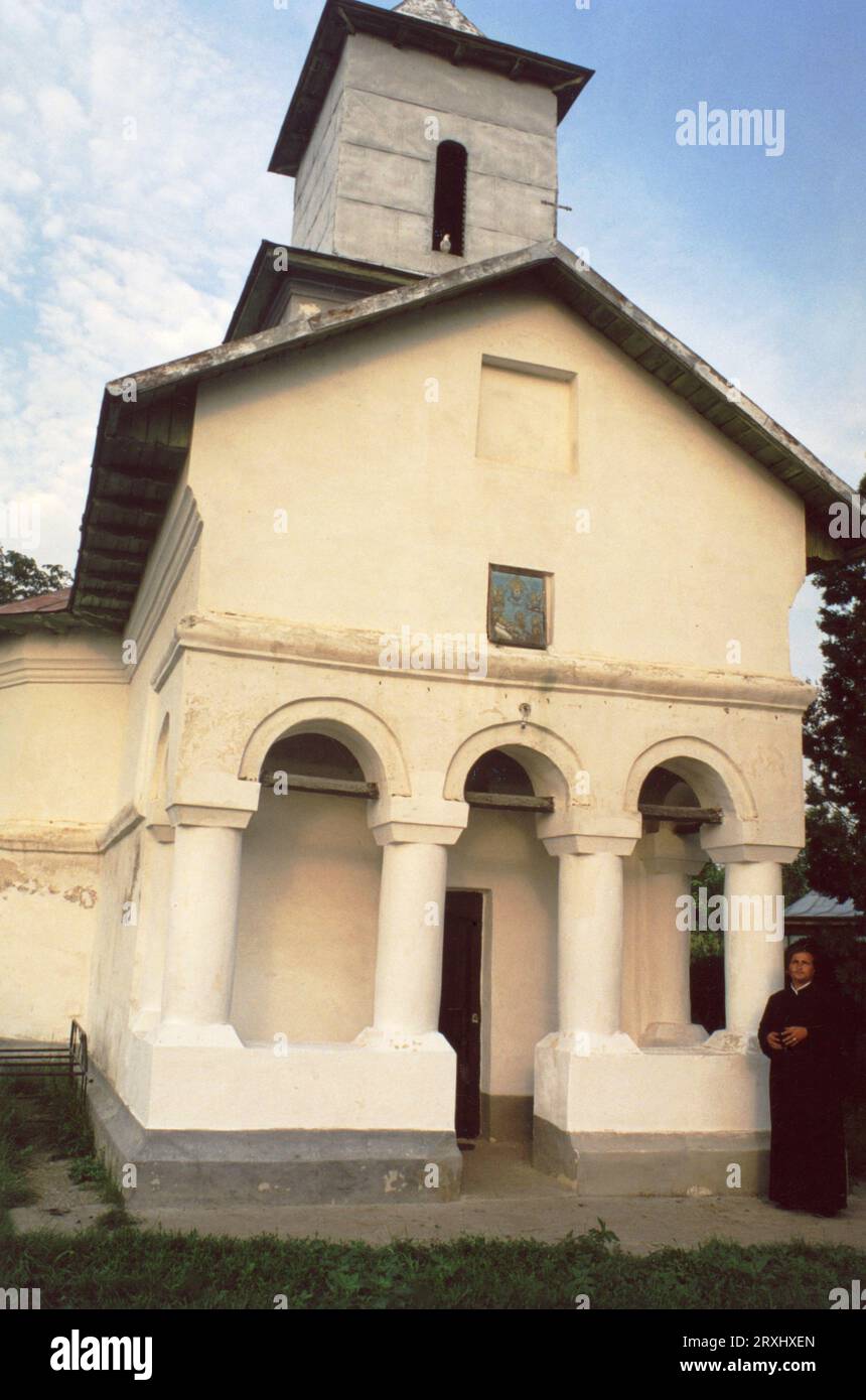 Grecii de Jos, Ialomita County, Romania, approx. 2000. Exterior view of Saint Mary Christian Orthodox church, a historical monument from the 18th century. Stock Photo