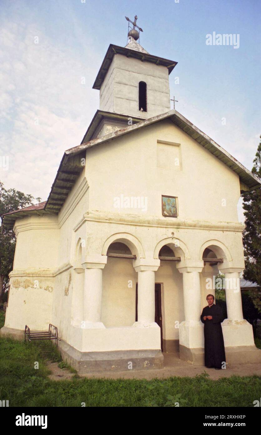 Grecii de Jos, Ialomita County, Romania, approx. 2000. Exterior view of Saint Mary Christian Orthodox church, a historical monument from the 18th century. Stock Photo
