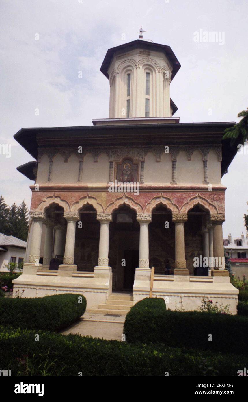 Sitaru, Ilfov County, Romania, approx. 2000. Exterior view of Balamuci Monastery, a historical monument from the 18th century. Stock Photo