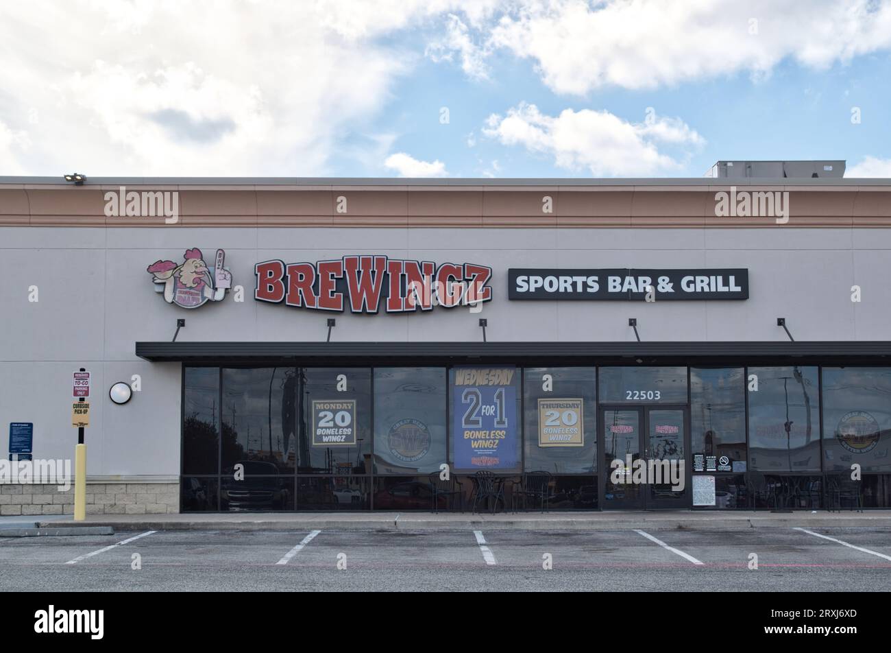 Houston, Texas USA 09242023 BreWingZ Sports Bar and Grill storefront