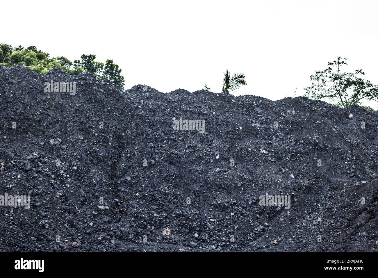 Indonesian steam coal dumb in open fields, Coal storage stock photo Stock Photo