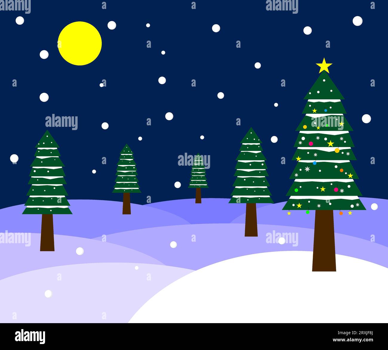 Christmas tree and snow vector, illustrator background Stock Photo - Alamy