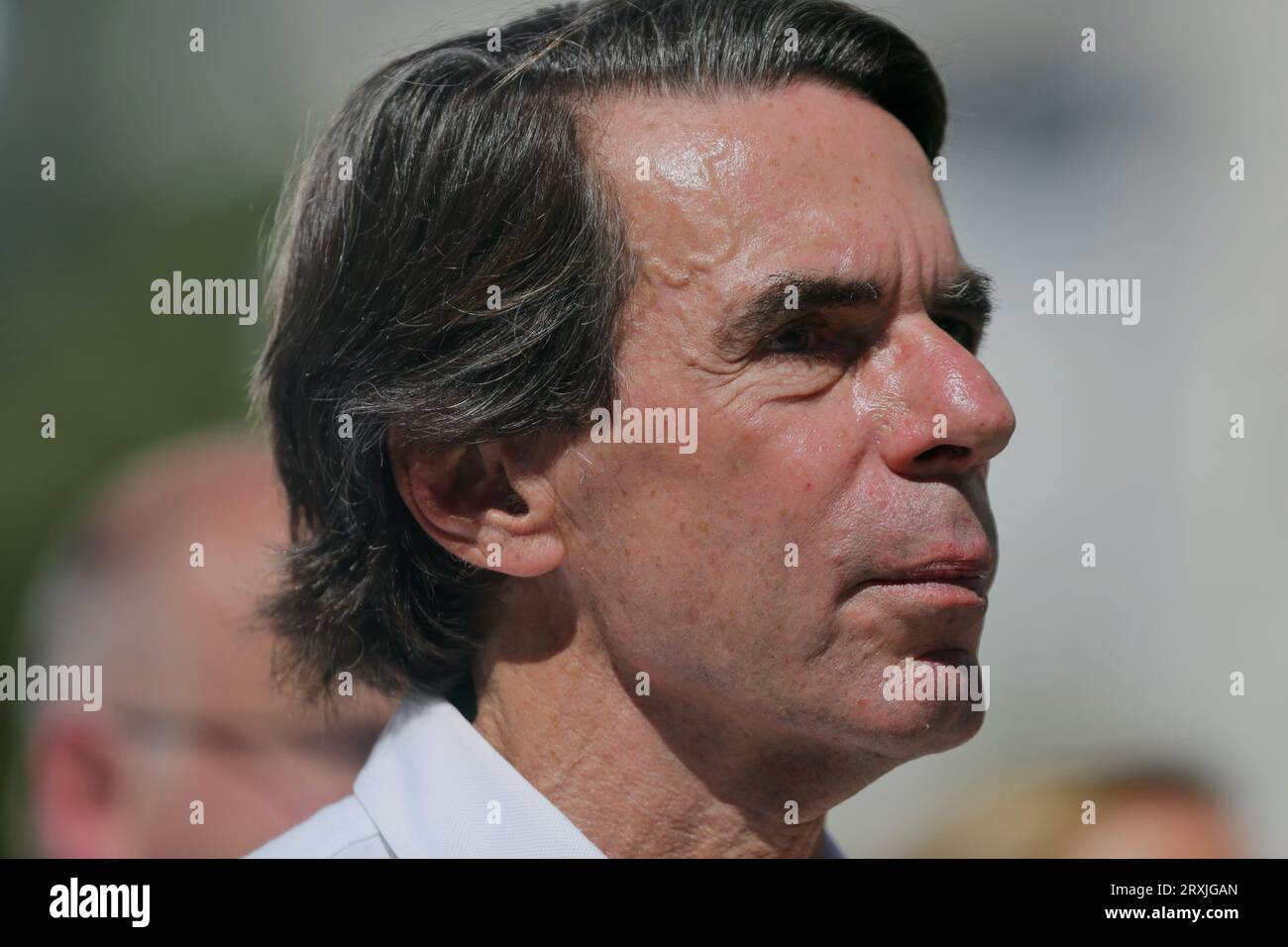 Madrid, Spain. 24th Sep, 2023. Former President Jose Maria Aznar (1994-2004) of the Popular Party attends a rally against a possible amnesty law for accused Catalan independence supporters in Madrid. Credit: Cesar Luis de Luca/dpa/Alamy Live News Stock Photo