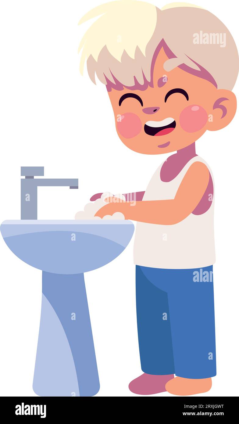 kid washing hands cute Stock Vector Image & Art - Alamy