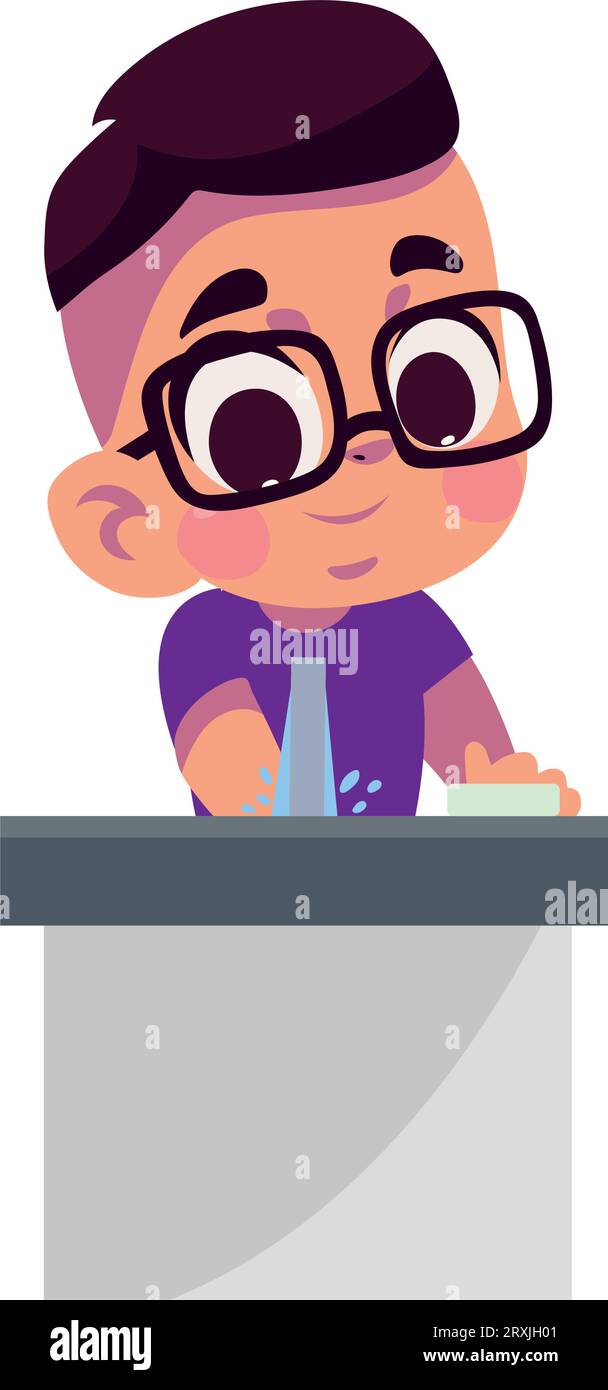 kid washing hands hygiene routine Stock Vector Image & Art - Alamy