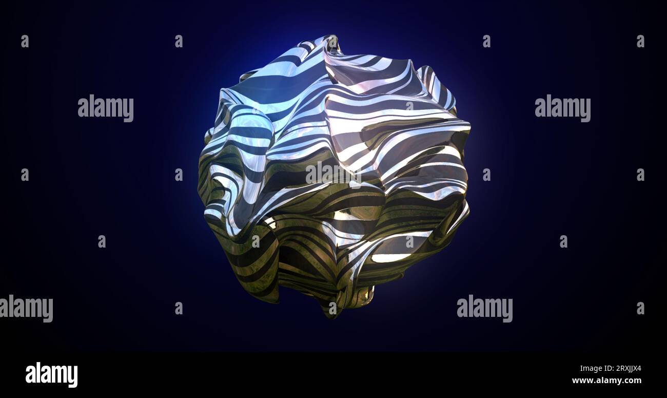Morphing of a metal sphere, a ball of molten fluid iridescent shiny ...