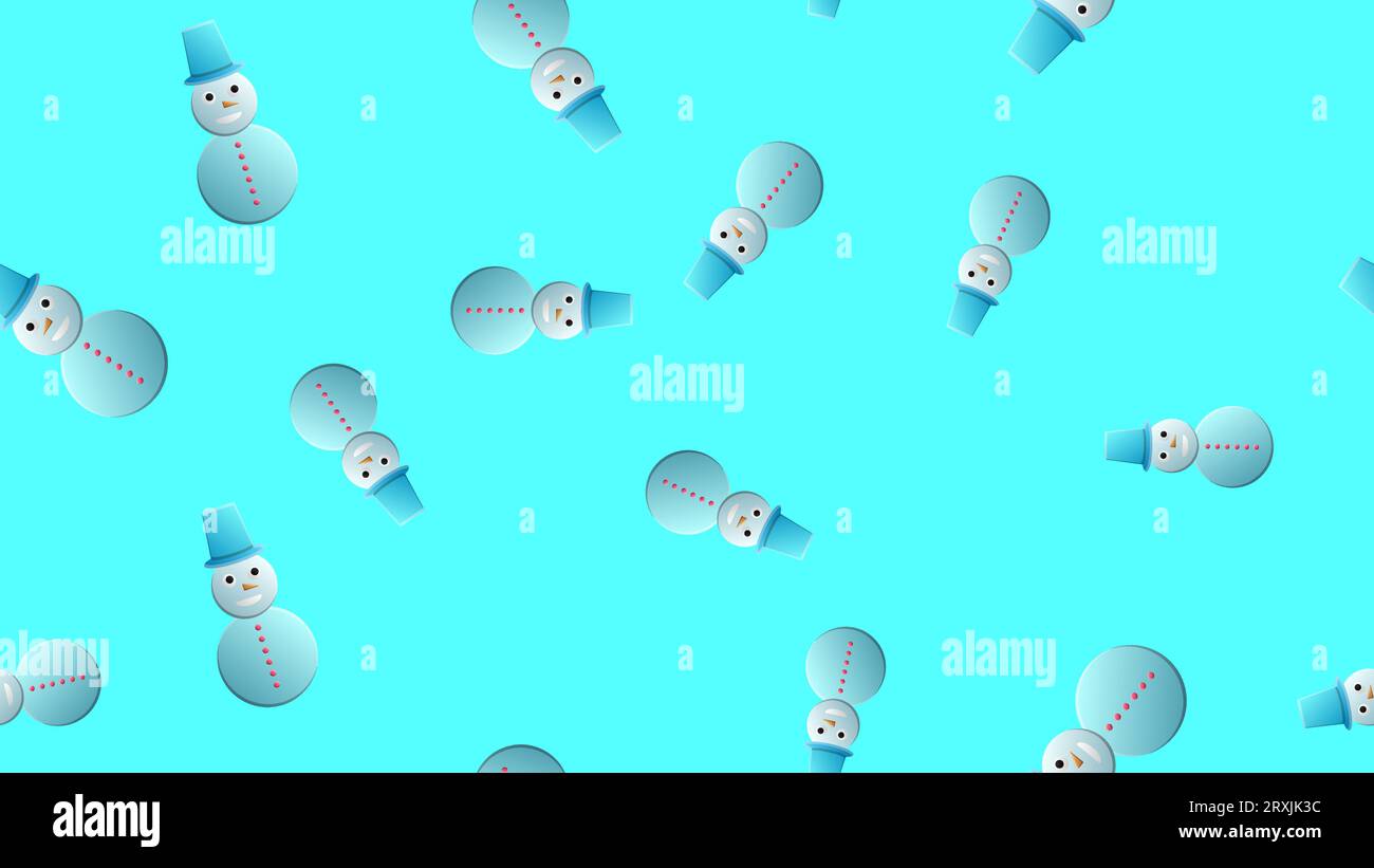Cute vector winter seamless pattern with cartoon snowmen in flat style ...
