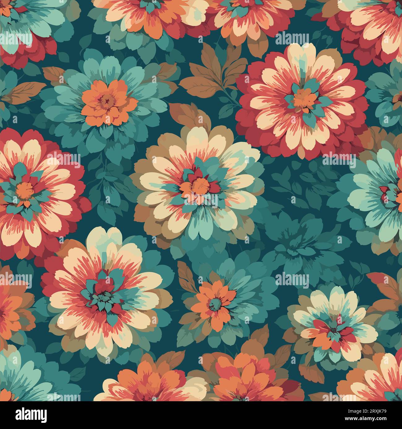 Colorful floral print background. Seamless floral pattern with bright pattern. Stock Vector