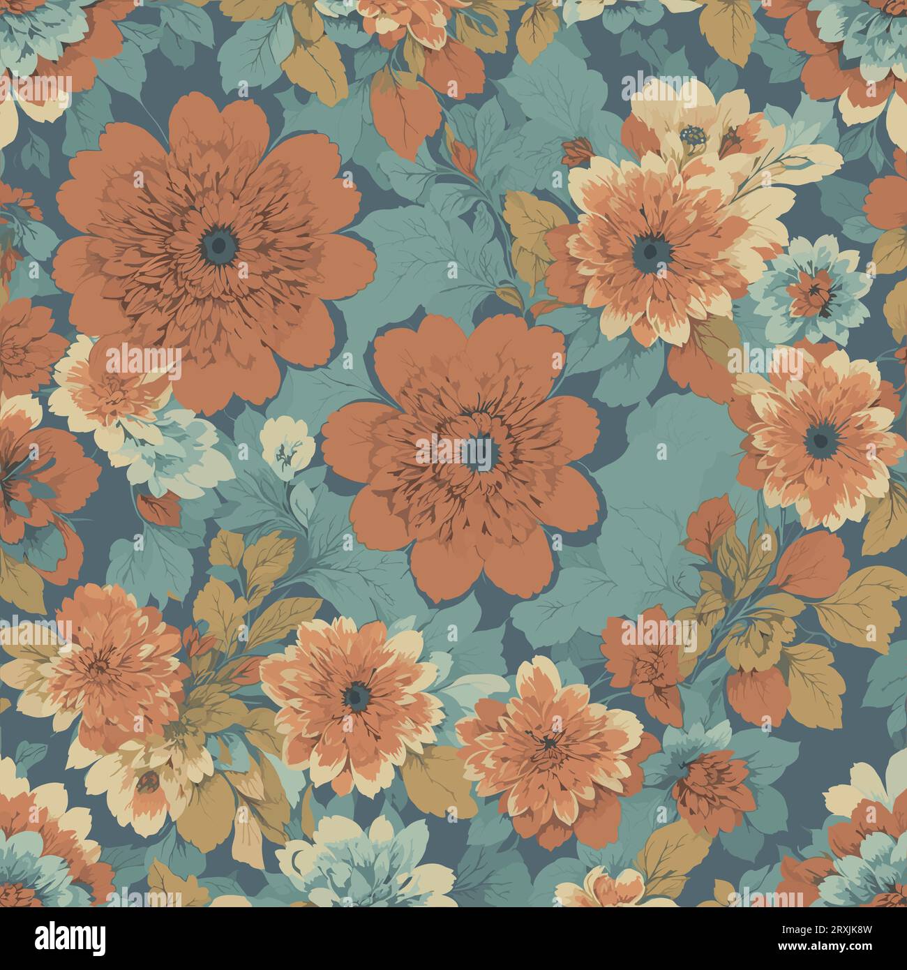 Colorful floral print background. Seamless floral pattern with bright pattern. Stock Vector