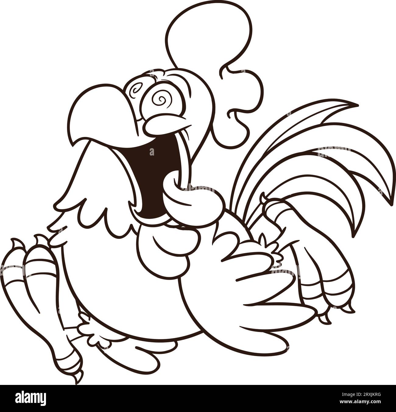 Cute cartoon rooster coloring page for kids Stock Photo